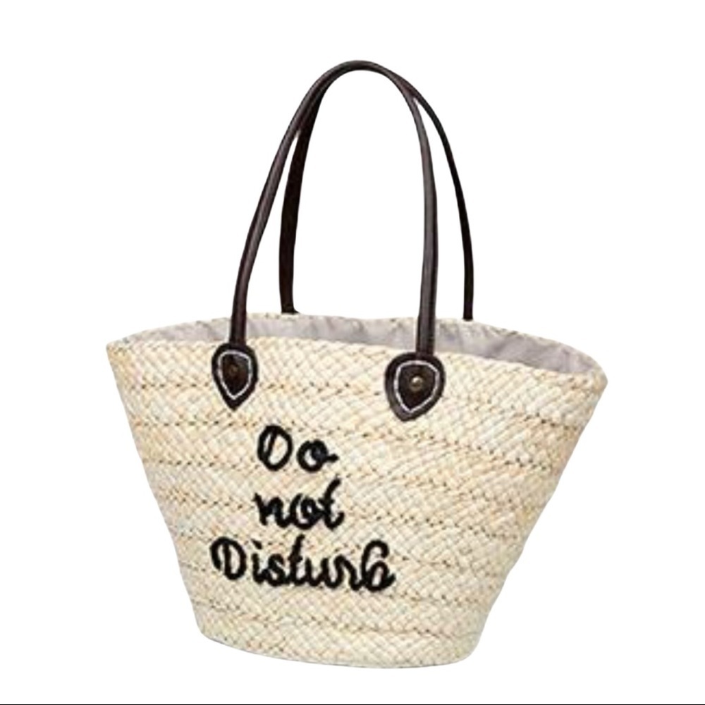 NWT Serra Embroidered Straw Tote Bag,Pink or Black - Picture 12 of 13